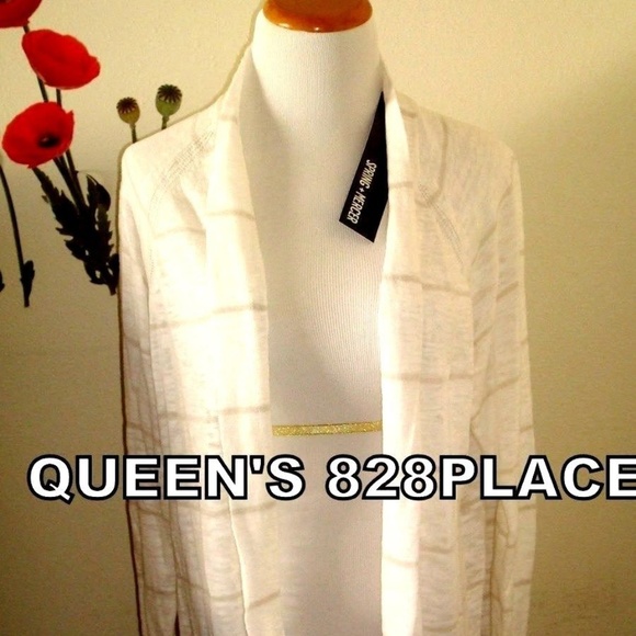 Nwt Womens Plus size 1X Spring & Mercer Beige Light LONG OPEN CARDIGAN Sweater - Picture 3 of 9